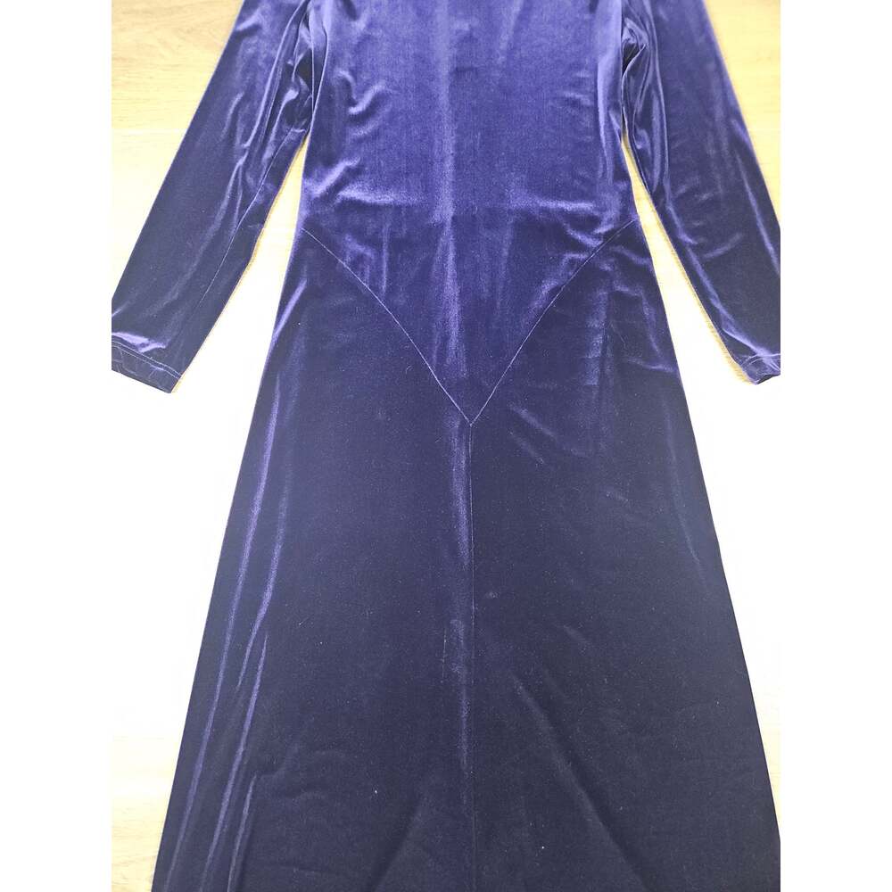 Vintage Joseph Ribkoff Purple Velvet Maxi Dress Drop Waist 80s 90s Whimsigoth M - Picture 11 of 16